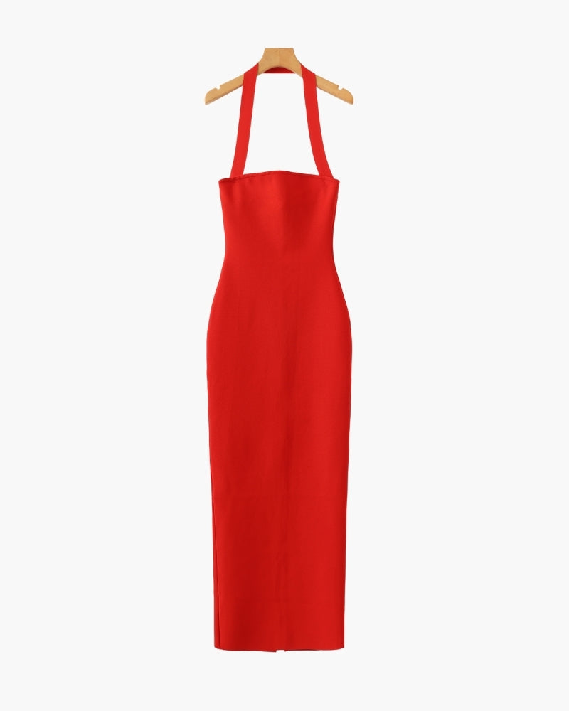 Halter Neck Slim Fit Maxi Dress